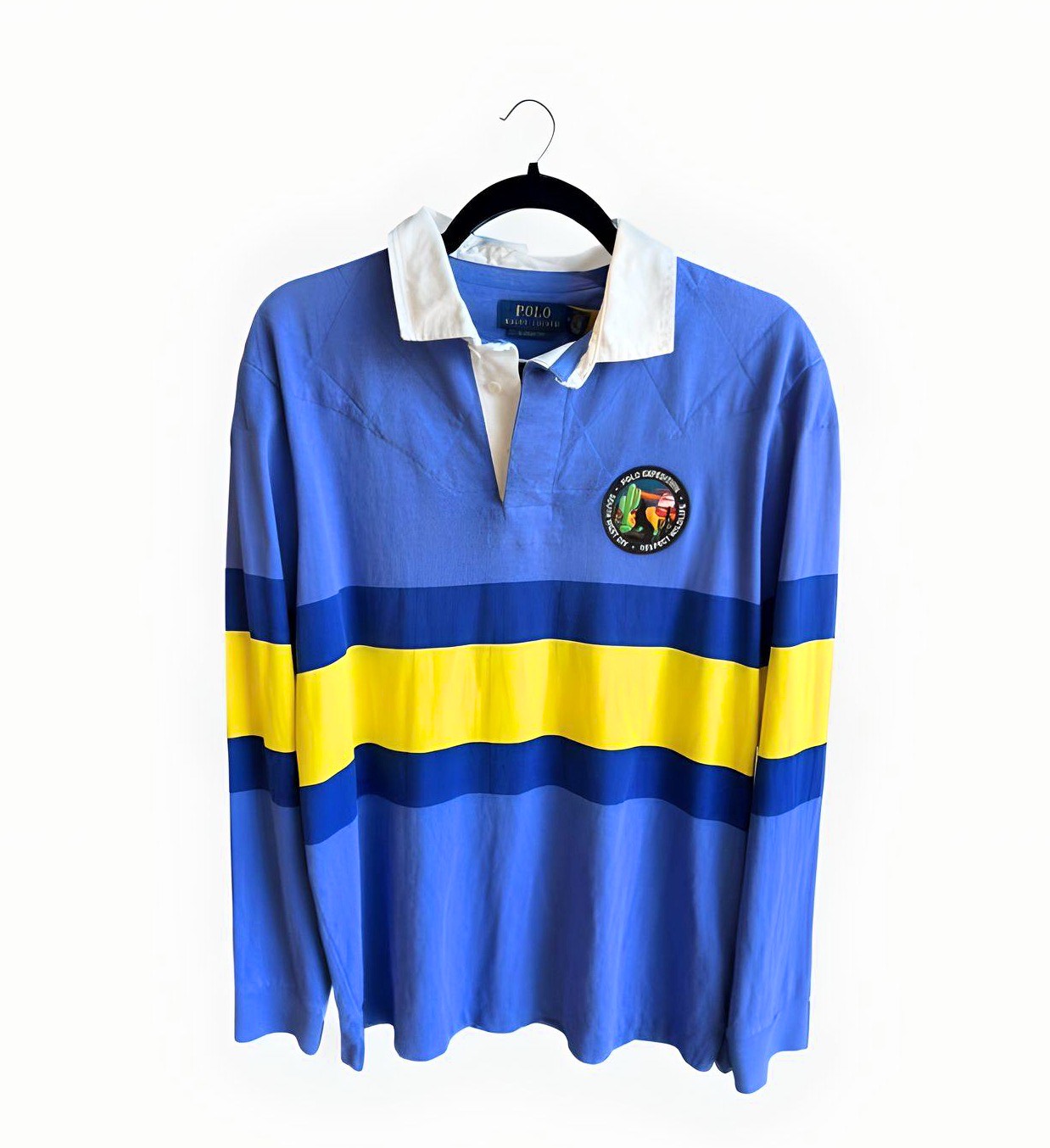 Ralph Polo Wilderness Sportsman Yellow/Blue Rugby Long Sleeve