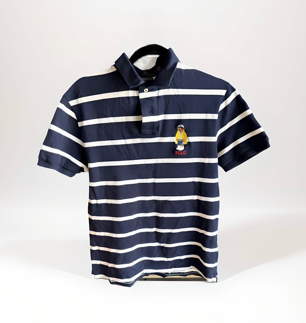 Ralph Polo Navy/White Stripe with Bear T-Shirt
