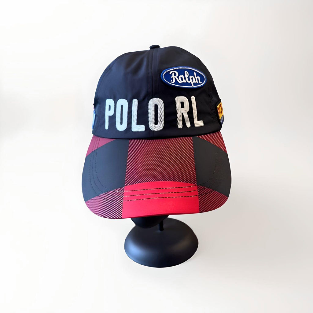 Polo Ralph Lauren "Racing Team" Red/ Navy Tartan Check Longbill Hat
