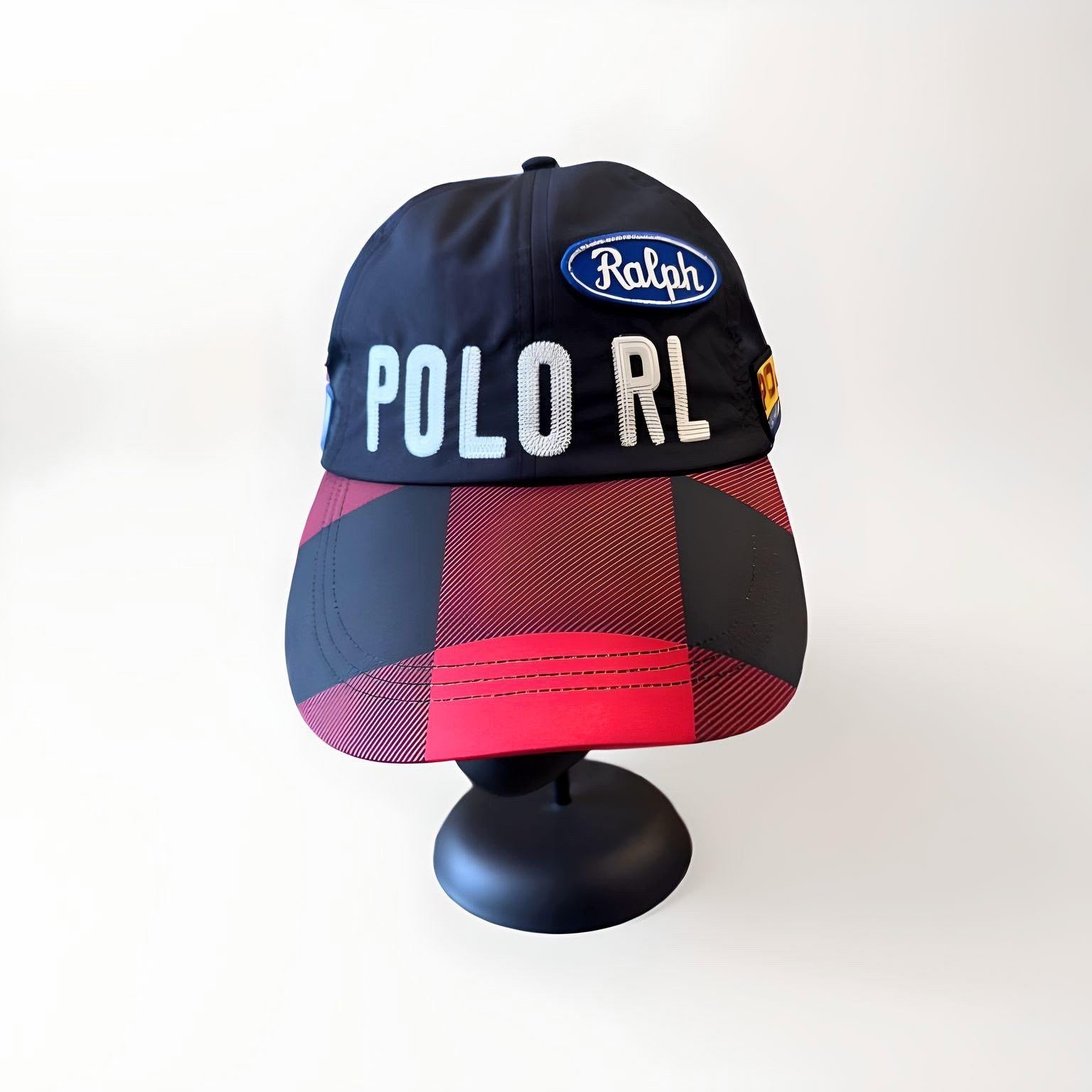 Polo Ralph Lauren "Racing Team" Red/ Navy Tartan Check Longbill Hat