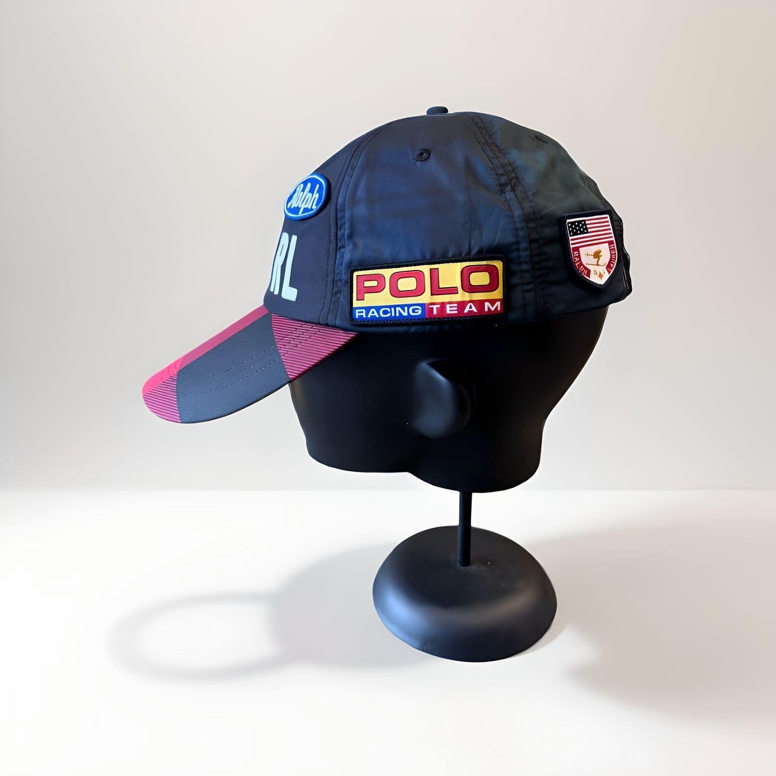 Polo Ralph Lauren "Racing Team" Red/ Navy Tartan Check Longbill Hat