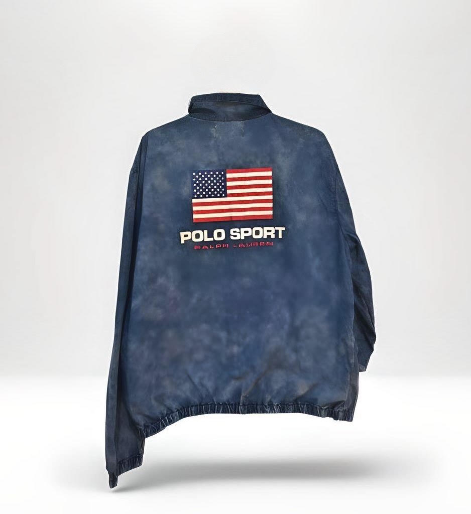 Ralph Polo Washed Denim Look Jacket USA Flag