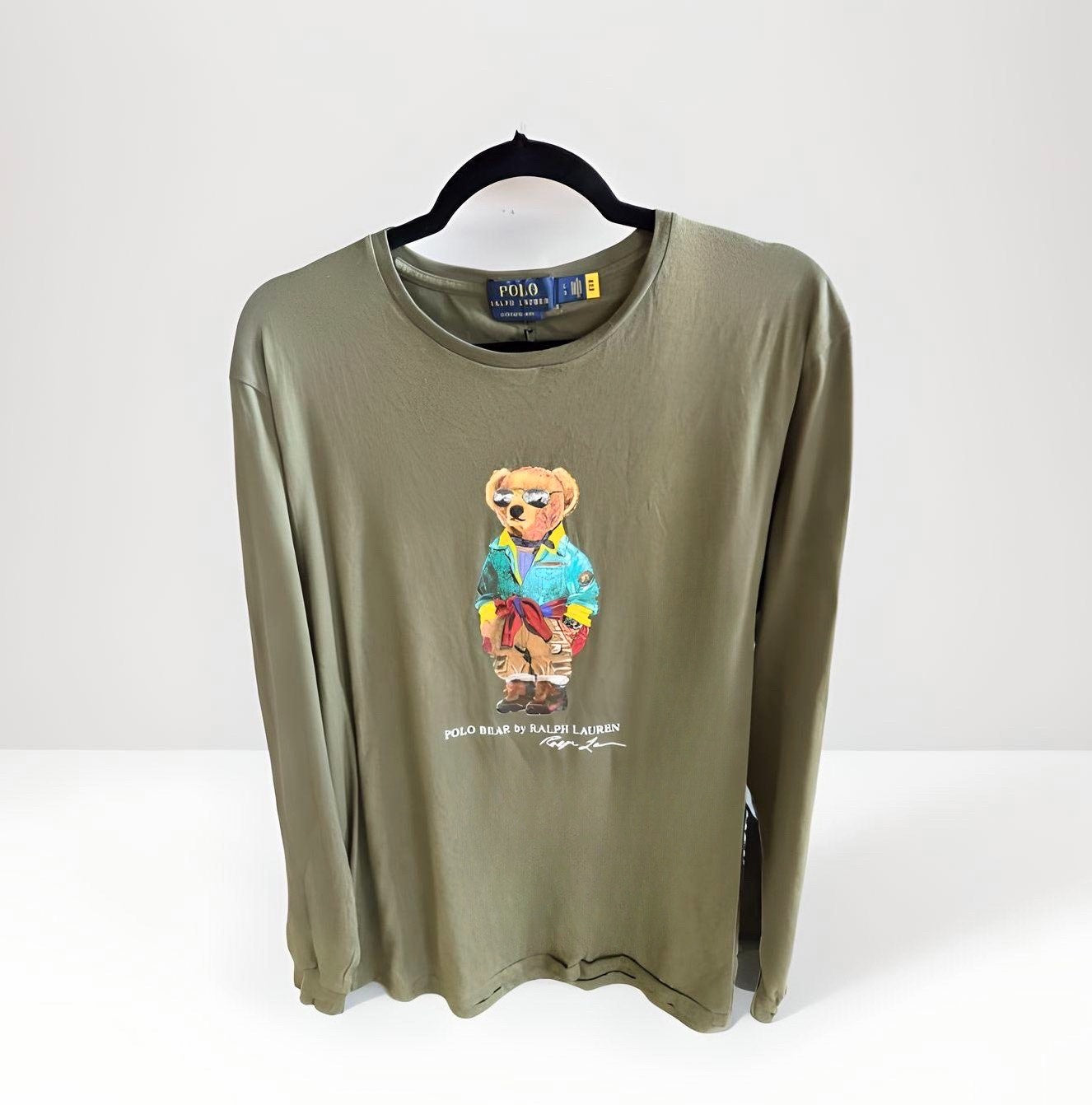 Ralph Polo Bear Olive Green Long Sleeve
