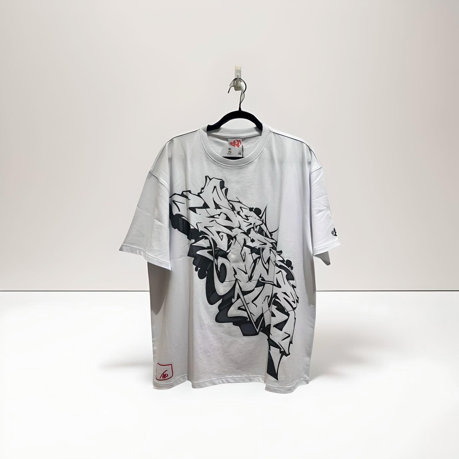 'One Twenty' Graffiti T-Shirt Grey/White