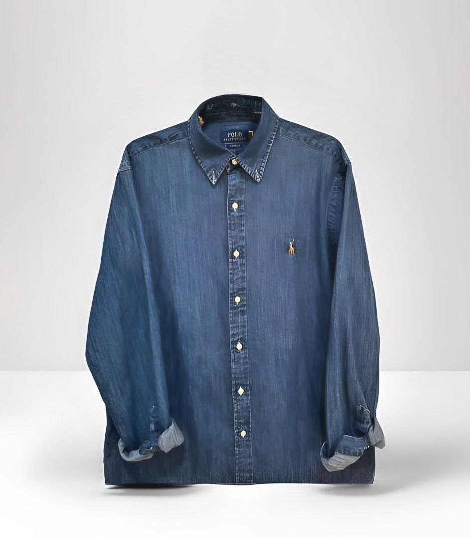 Ralph Polo Denim Navy Shirt Horse L